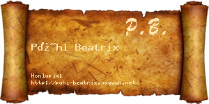 Páhi Beatrix névjegykártya
